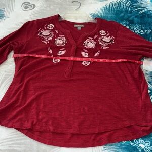 Style & Co. Burgundy Floral Embroidered Top